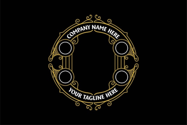 Elegant Golden Ornamental Frame with Company Name and Tagline | Jiffy ...