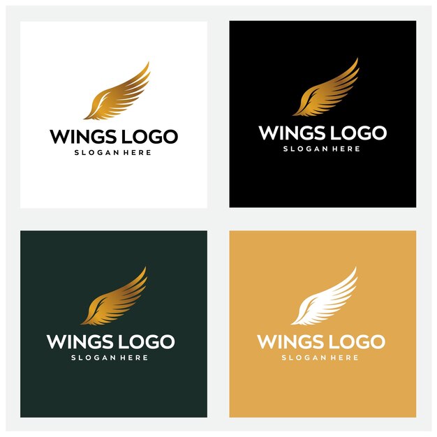 Elegant Golden Wings Logo with Minimalist Color Variations | Jiffy Designs