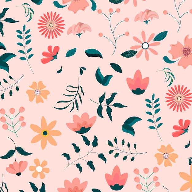 Vibrant Floral Pattern with Blooms and Leafy Branches | Jiffy Designs