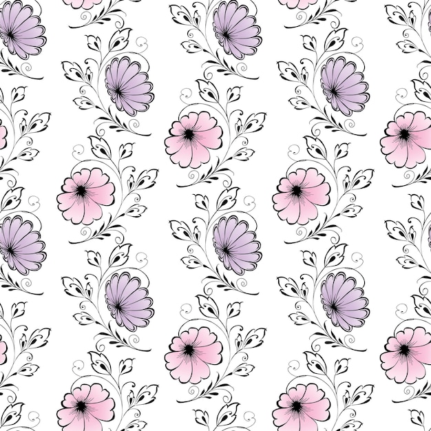 Delicate Floral Patterns with Soft Pink and Purple Blossoms | Jiffy Designs