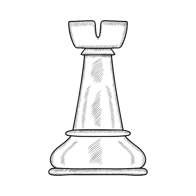 Powerful Chess Rook Piece Sketch | Jiffy Designs