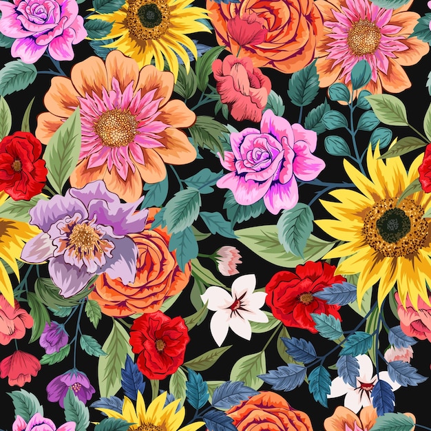 Vibrant Floral Tapestry: A Captivating Blend of Blooms | Jiffy Designs