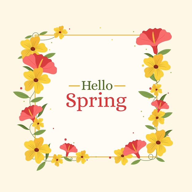 Vibrant Spring Floral Frame with Greeting Text | Jiffy Designs
