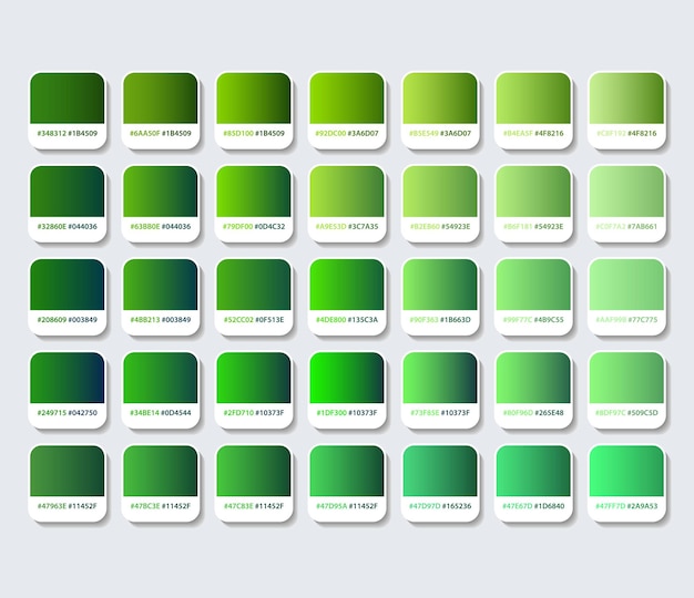 Vibrant Green Color Palette with Descriptive Labels | Jiffy Designs