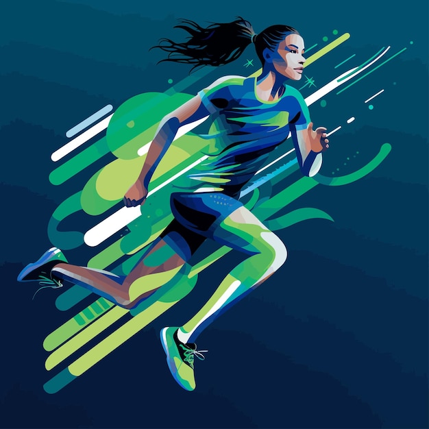 Dynamic Athlete in Motion: A Vibrant Sports Illustration | Jiffy Designs