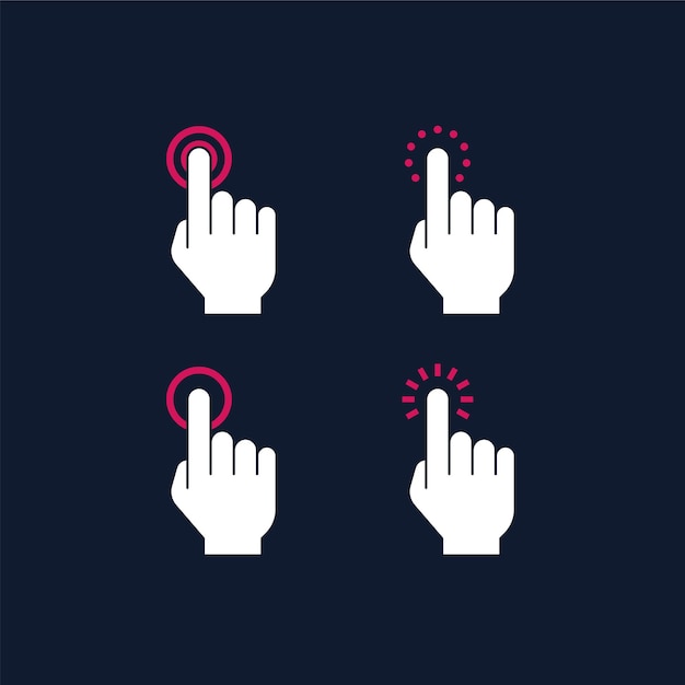 Vibrant Finger Gesture Icons on Dark Blue Background | Jiffy Designs