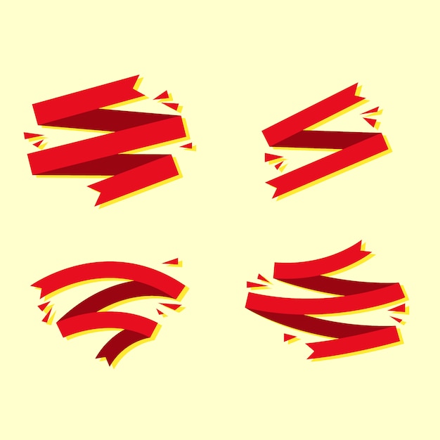 Vibrant Red Ribbon Shapes on Soft Yellow Background | Jiffy Designs