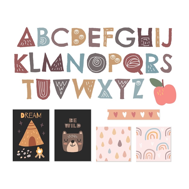 Vibrant Alphabet Collection with Charming Illustrations and Patterns ...