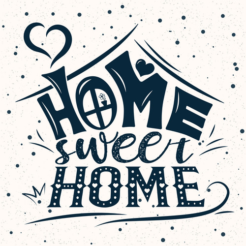Vector Card With Cute Abstract House. Handwriting Lettering With ...