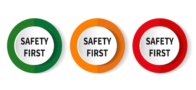 Vibrant Safety Signage: Three Circular Warnings in Primary Colors ...
