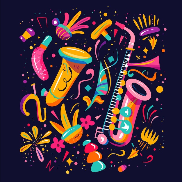 Vibrant Musical Instruments and Symbols Bursting with Creativity ...