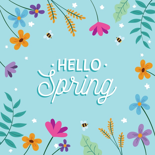 Vibrant Spring Floral Illustration with Greeting Text | Jiffy Designs