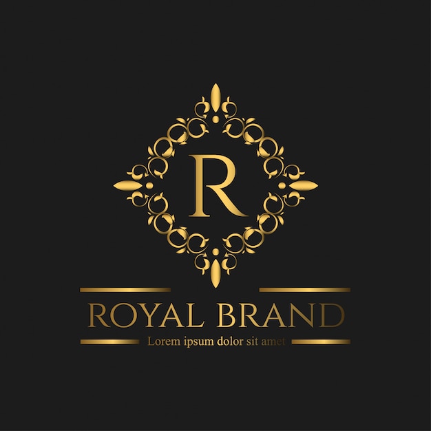 Elegant golden royal insignia with ornate floral accents | Jiffy Designs
