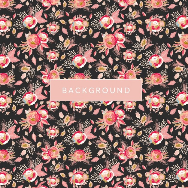 Vibrant Floral Pattern with Pink Blooms on Dark Background | Jiffy Designs