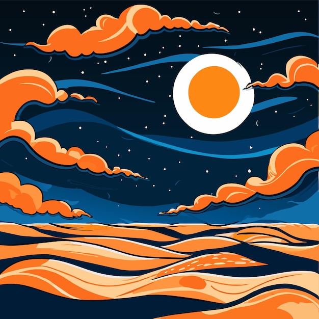 Vibrant Desert Landscape Under Starry Night Sky | Jiffy Designs