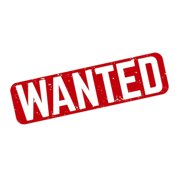 Striking Red 'Wanted' Stamp on Stark White Background | Jiffy Designs