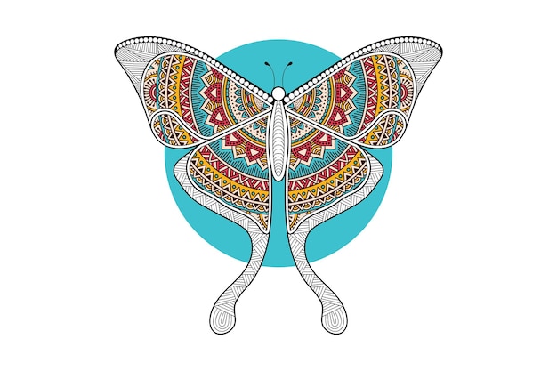 Intricate Butterfly Design with Ethnic Motifs and Vibrant Colors ...