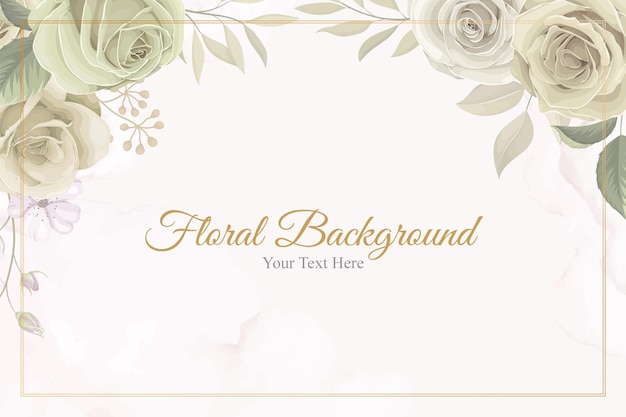 Elegant Floral Background with Beige Roses and Leaves Illustration ...