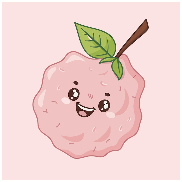 Adorable Smiling Guava Fruit with Leaf | Jiffy Designs