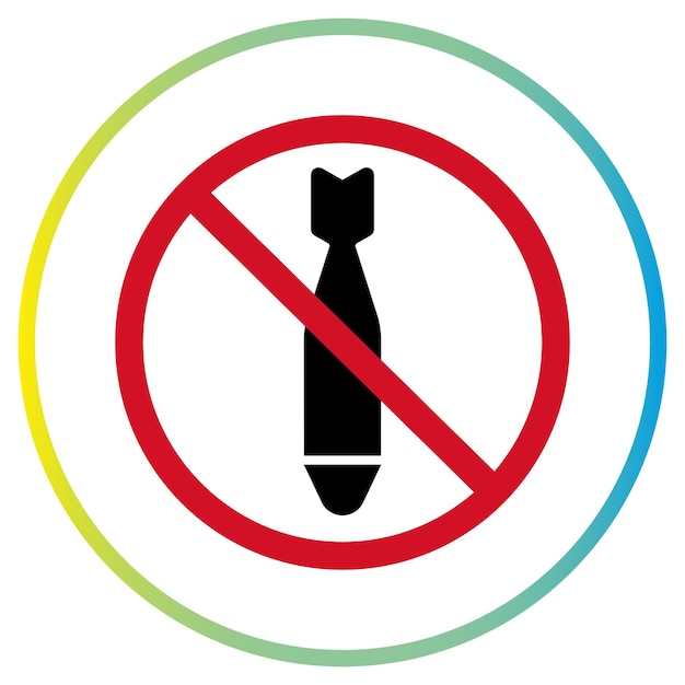 Colorful No Bomb Symbol Warning Sign - Minimalist Graphic | Jiffy Designs