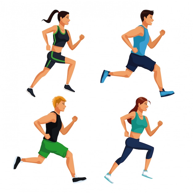 Diverse Collection of Energetic Running Figures in Motion | Jiffy Designs