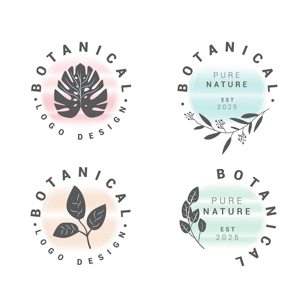 Elegant Botanical Logos with Minimalist Leaf Designs and Typeface ...