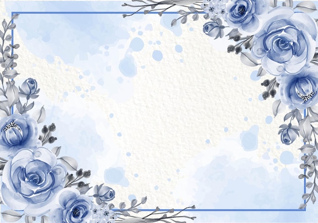 Delicate Floral Frame in Soft Blue Tones | Jiffy Designs