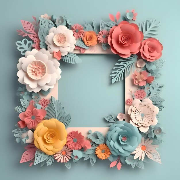 Vibrant Paper Floral Frame with Colorful Blossoms | Jiffy Designs