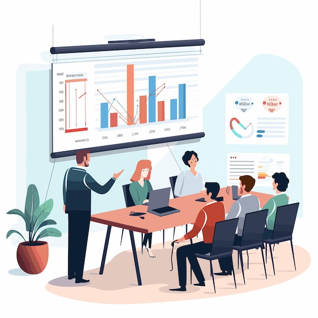 Vibrant Business Meeting with Data Visualization and Teamwork | Jiffy ...
