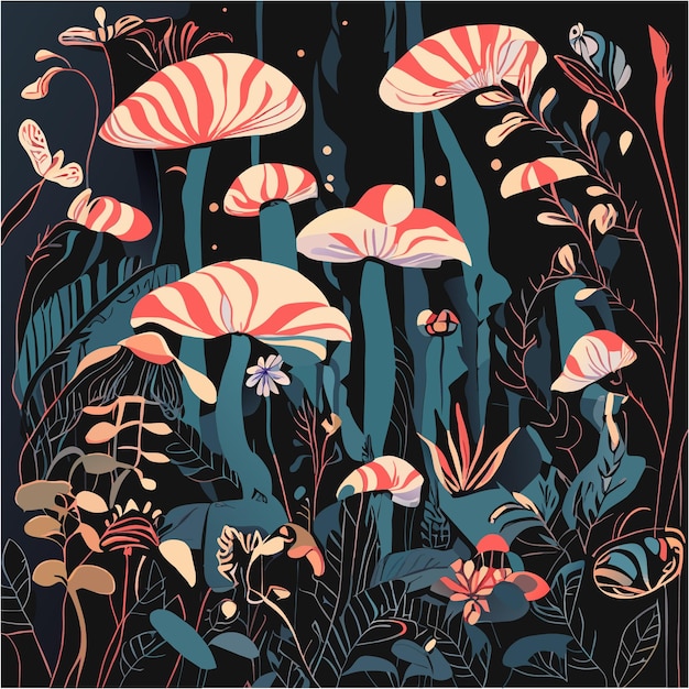 Enchanting Mushroom Garden Under the Starry Night Sky | Jiffy Designs