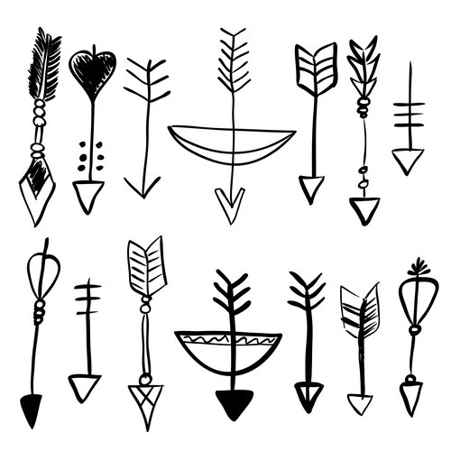 Hand Drawn Doodle Elements Set Vol 6 Of 9 Bow And Arrow Symbols Black ...