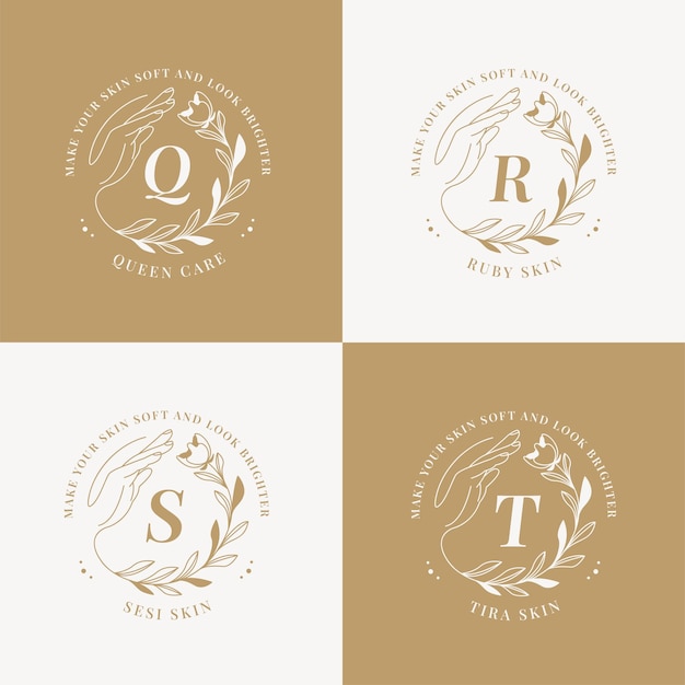 Elegant Monogram Logos with Floral Wreaths and Calligraphy | Jiffy Designs