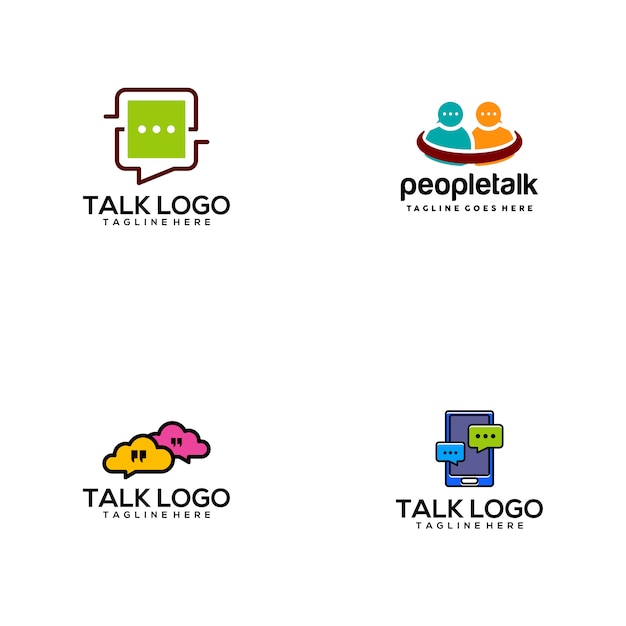 Diverse Talk Logo Collection with People and Tech Elements | Jiffy Designs