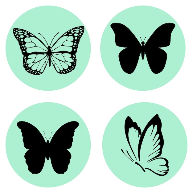 Captivating Butterfly Silhouette Collection on Mint Green Backdrop ...