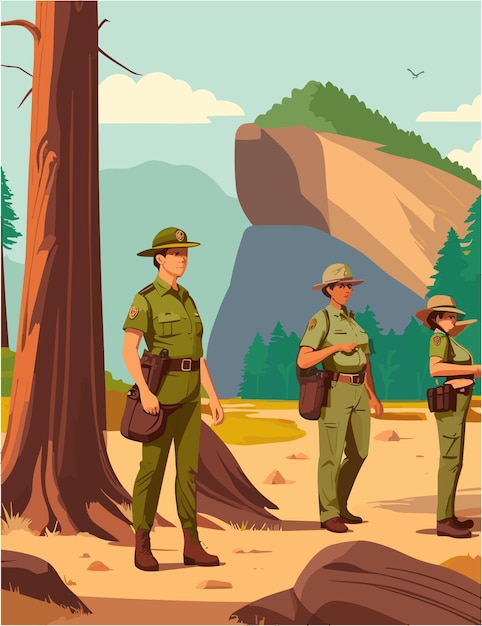 Dedicated Forest Rangers Patrolling the Scenic Wilderness | Jiffy Designs