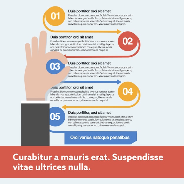 Vibrant Infographic with Numbered Callouts and Hand Illustration ...