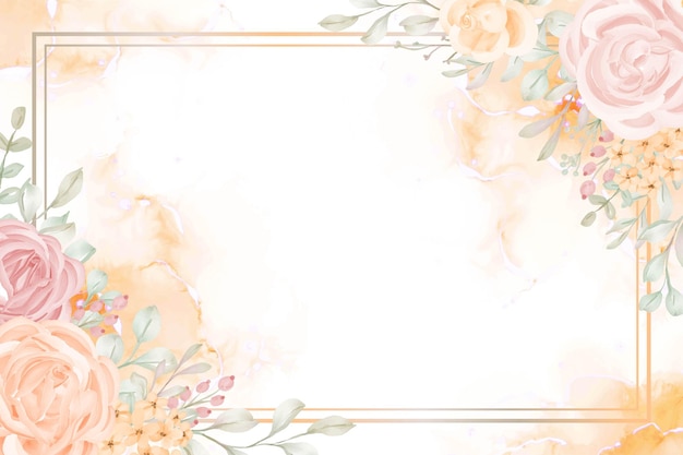 Delicate Floral Frame with Pastel Roses and Wildflowers | Jiffy Designs