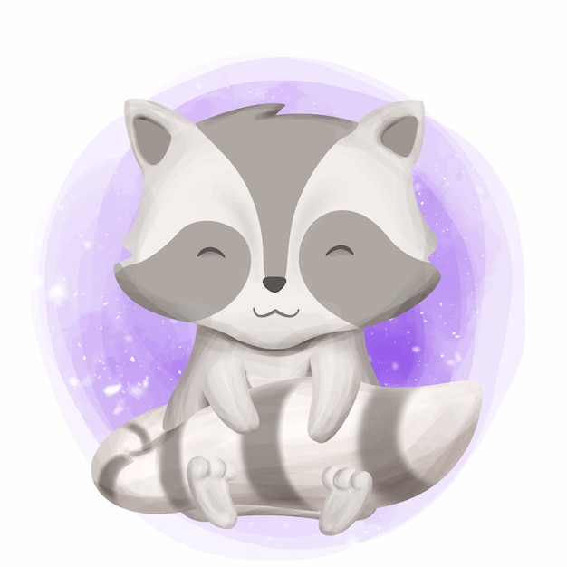 Adorable Sleepy Raccoon in a Dreamy Lavender Glow | Jiffy Designs