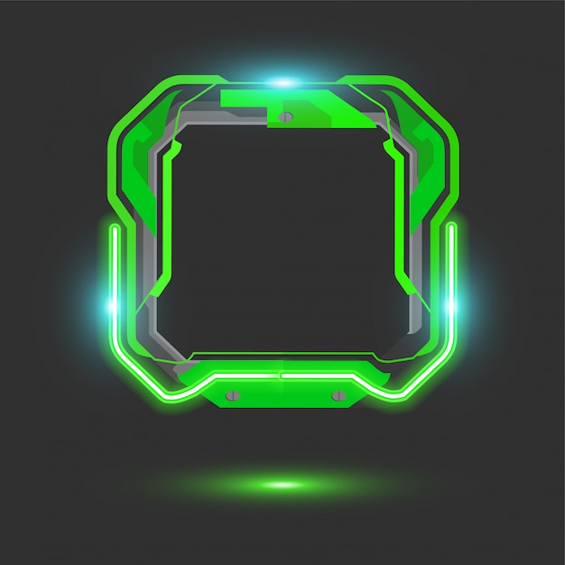Glowing Neon Green Geometric Frame with Radiant Lighting | Jiffy Designs