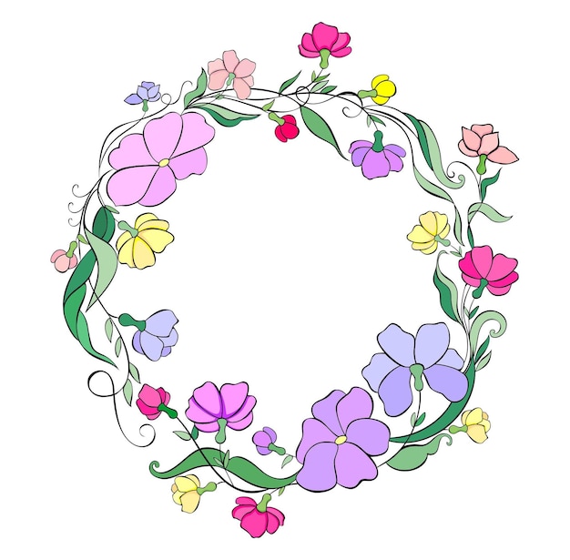 Vibrant Floral Wreath with Whimsical Blooms and Vines | Jiffy Designs