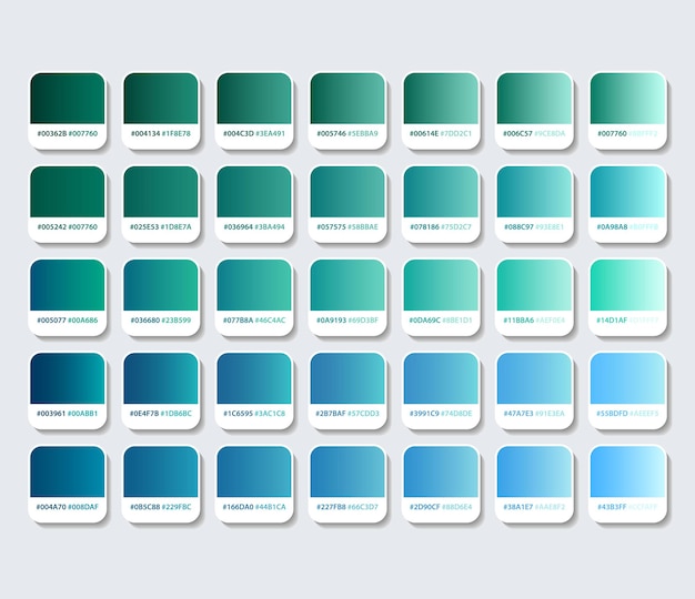 Vibrant Teal and Blue Color Palette with Descriptive Labels | Jiffy Designs