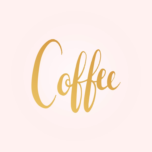 Elegant Golden 'Coffee' Lettering on Soft Pink Background | Jiffy Designs