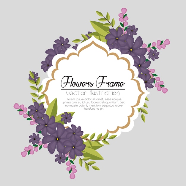 Elegant Floral Frame with Vibrant Purple Blooms | Jiffy Designs