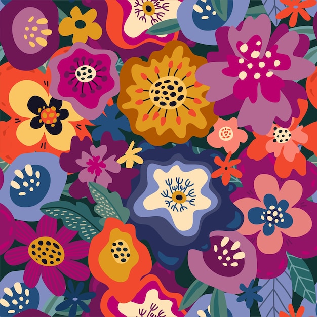 Vibrant Floral Explosion: A Captivating Pattern of Colorful Blooms ...