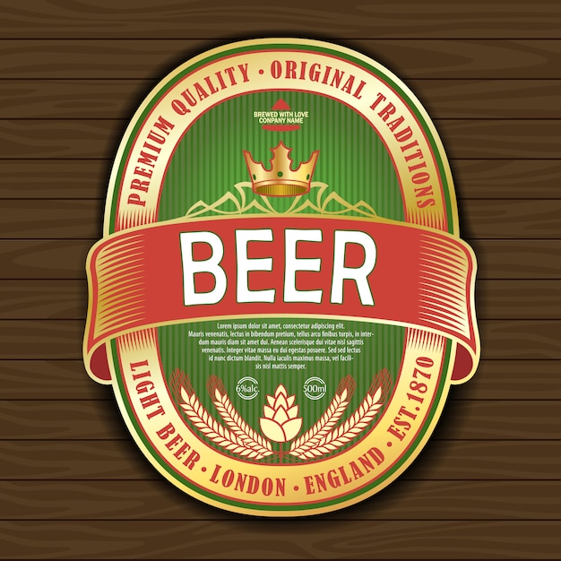 Vintage Beer Label with Crest and Ribbon Design | Jiffy Designs