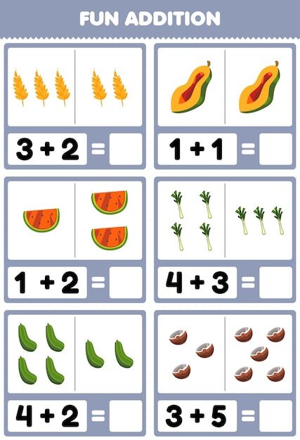 Cheerful Visual Addition Exercises with Vibrant Produce Imagery | Jiffy ...