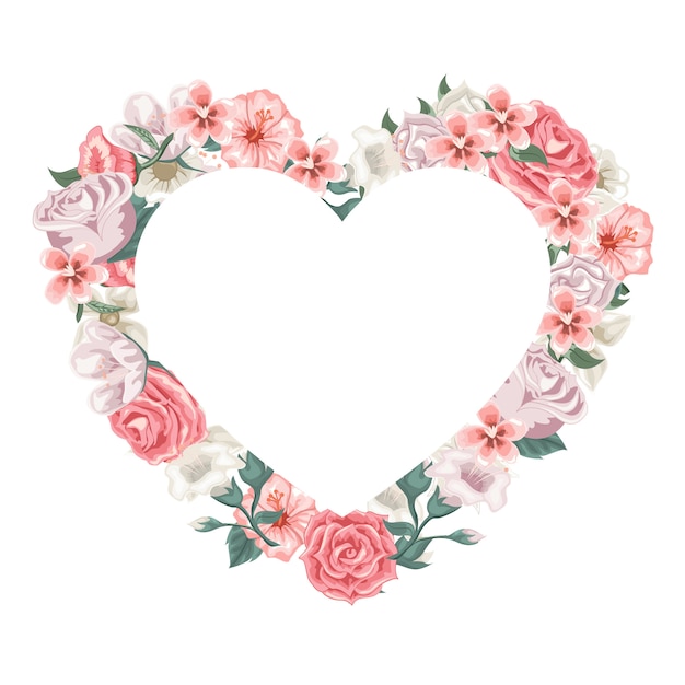 Vibrant Floral Heart Wreath with Pink Roses and Leaves | Jiffy Designs