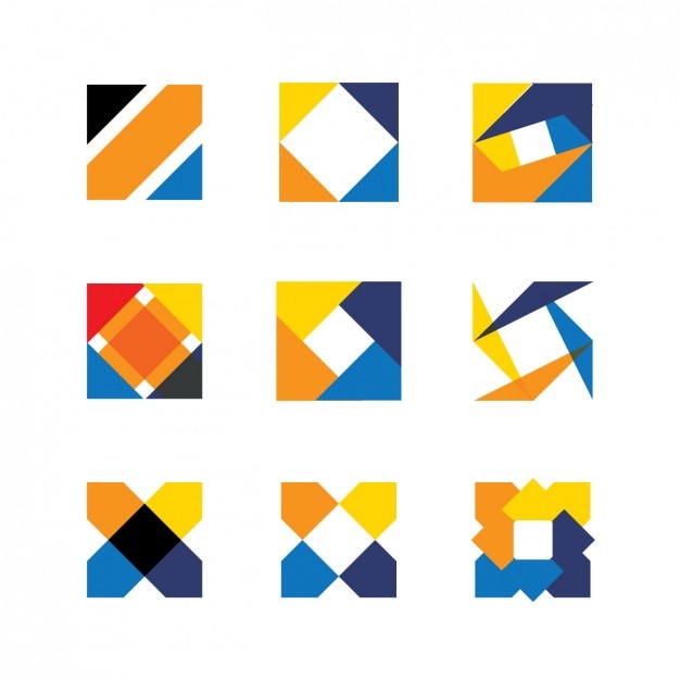 Vibrant Geometric Shapes Collection with Contrasting Colors and ...