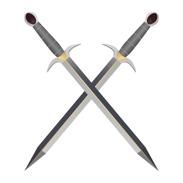 Crossed Medieval Swords with Leather Hilts and Golden Accents | Jiffy ...