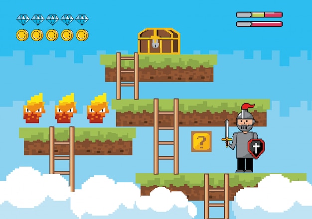 Whimsical Pixel Adventure: Ladders, Coins, and Surprises Await | Jiffy ...
